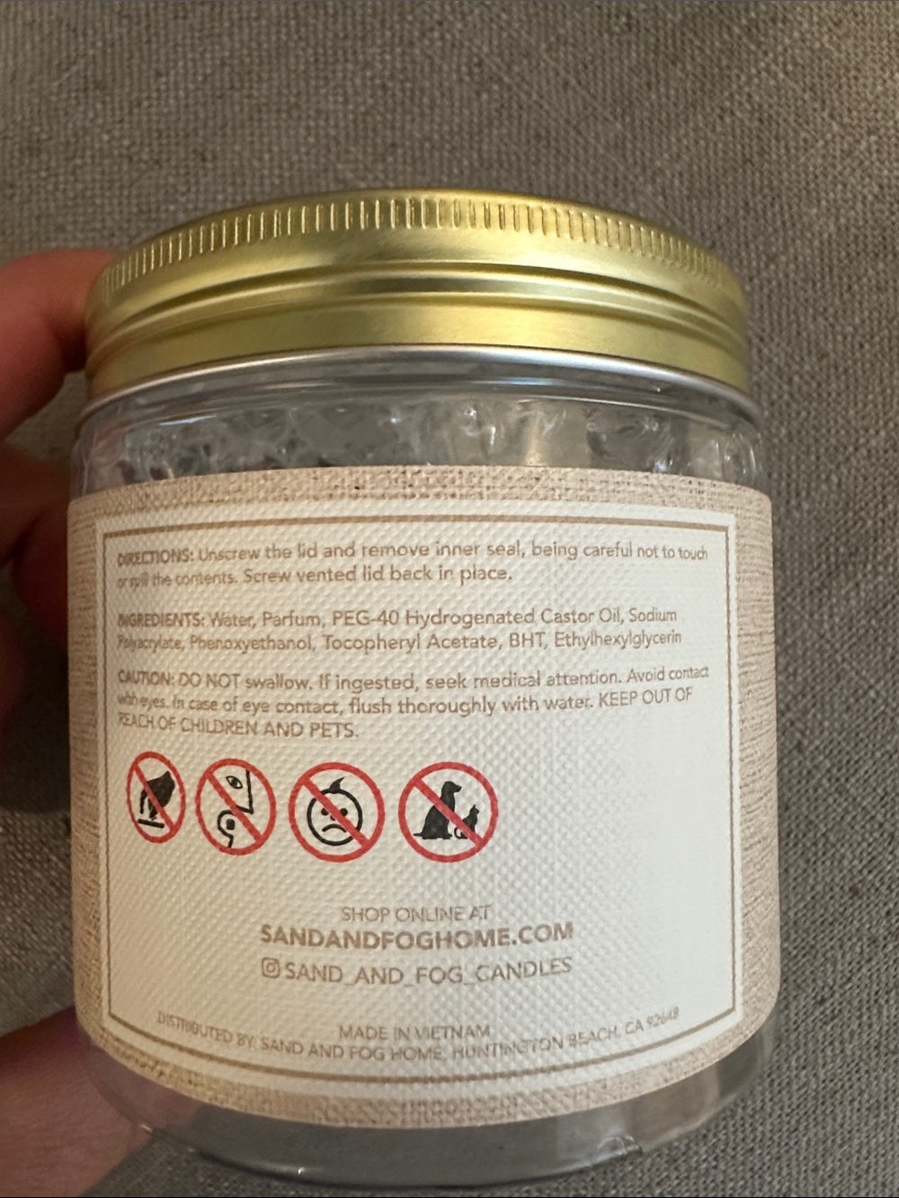 SAND + FOG Cashmere & Linen Odor Neutralizing Gel Beads - 9.35oz - Picture 3 of 4